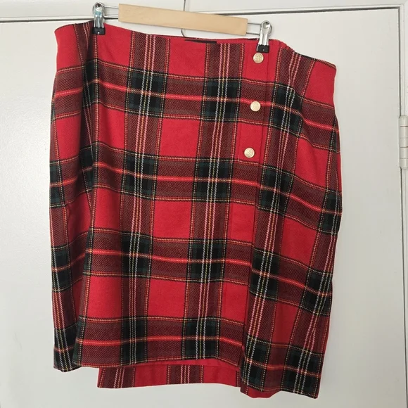 NWT (damaged) Talbots Red Tartan Plaid A-line Skirt Size 22W - Picture 2 of 5